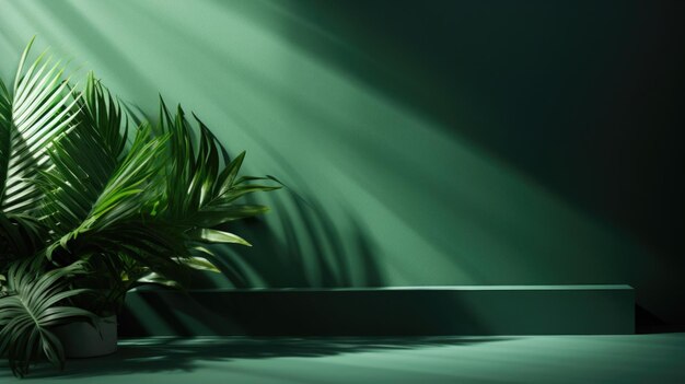 A vibrant tropicalinspired background with a bright filtered light streaming through a window