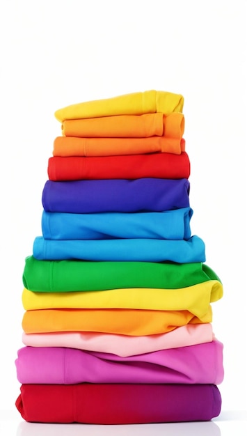 Vibrant TShirt Stack on White Background