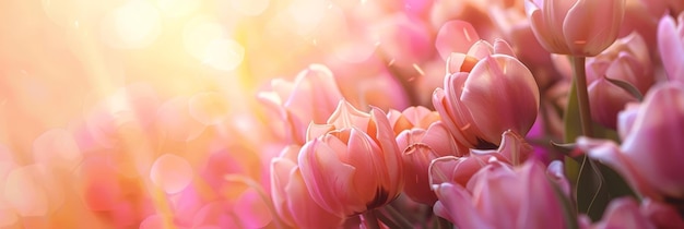 Vibrant Tulips Glowing in Ethereal Sunlight A Radiant Closeup Shot