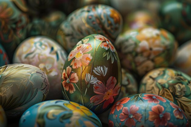 Vibrant Ukrainian Easter Eggs Closeup