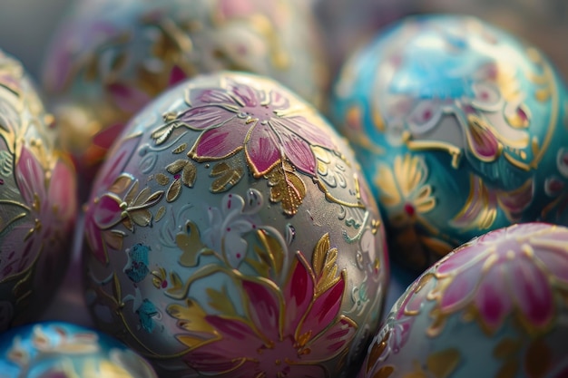 Vibrant Ukrainian Easter Eggs Closeup