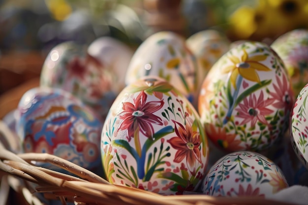 Vibrant Ukrainian Easter Eggs Closeup