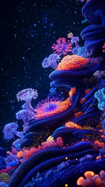 Photo vibrant underwater coral reef with glowing texture