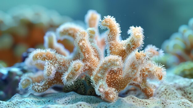 Photo vibrant underwater ecosystem lively marine life surrounded by coral reefs