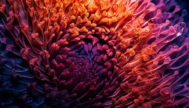 Vibrant underwater reef boasts multi colored organic fractals generated by AI