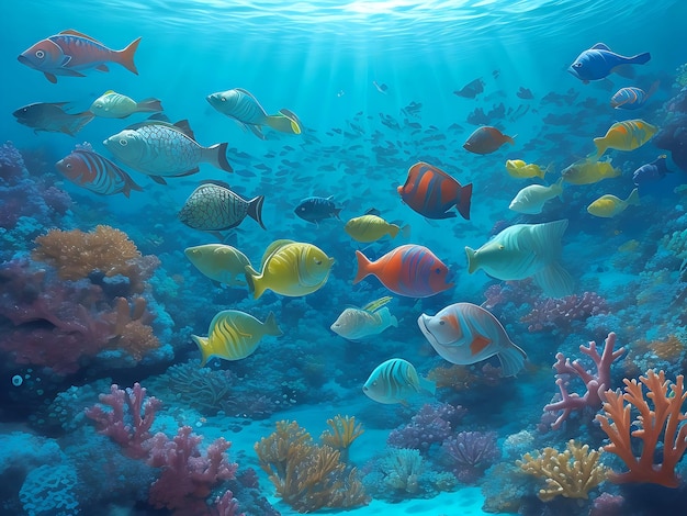 A vibrant underwater scene in Bora Bora French Polynesia