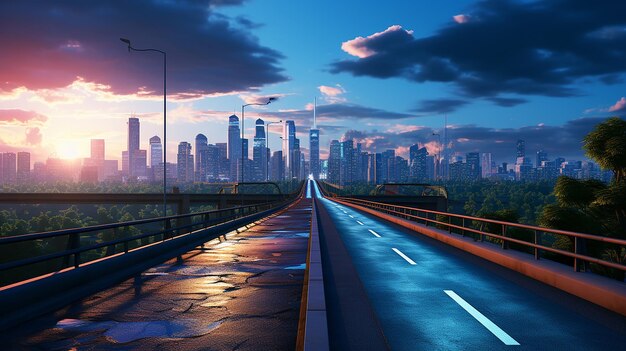 Vibrant Urban Journey Hyperrealistic Pathway to the Cityscape