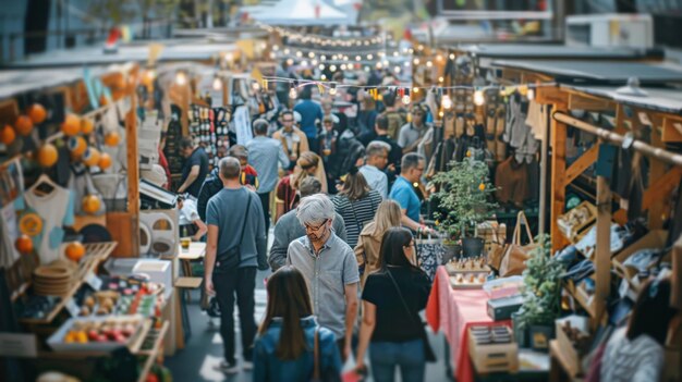 Photo vibrant urban market exploring local street shopping