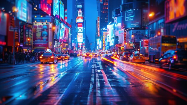 Vibrant Urban Nightscape with Neon Lights and City Motion Blur Dynamic Street Photography with Sony A7R III