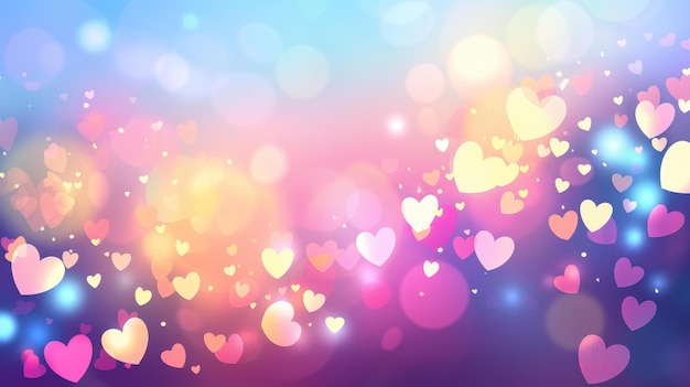 Vibrant Valentines day background with colorful hearts and flowers perfect for romantic designs