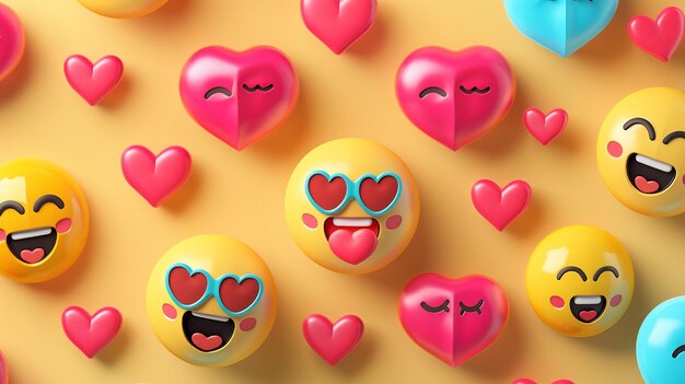 Photo vibrant vector illustration of lovethemed emojis with playful and affectionate expressions