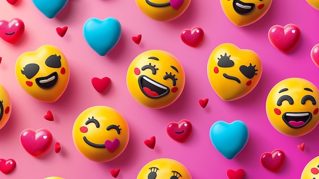 Photo vibrant vector illustration of lovethemed emojis with playful and affectionate expressions