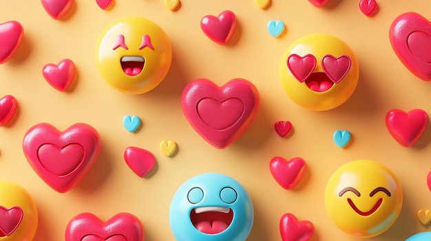 Vibrant Vector Illustration of LoveThemed Emojis with Playful and Affectionate Expressions