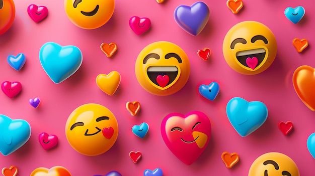 Vibrant Vector Illustration of LoveThemed Emojis with Playful and Affectionate Expressions