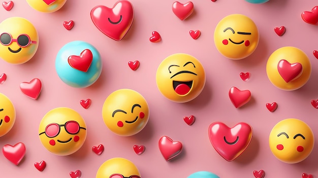 Vibrant Vector Illustration of LoveThemed Emojis with Playful and Affectionate Expressions