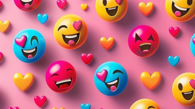 Vibrant Vector Illustration of LoveThemed Emojis with Playful and Affectionate Expressions