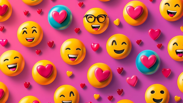 Vibrant Vector Illustration of LoveThemed Emojis with Playful and Affectionate Expressions