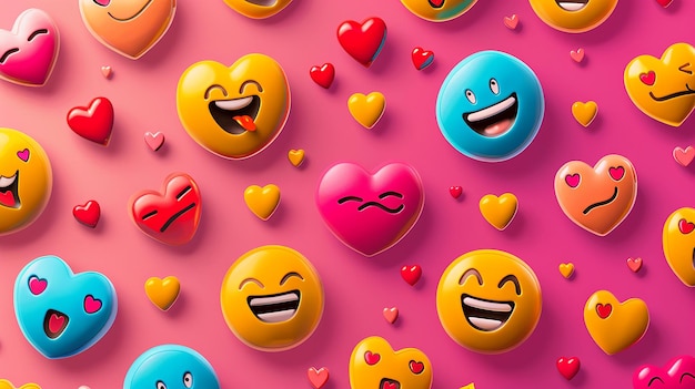 Vibrant Vector Illustration of LoveThemed Emojis with Playful and Affectionate Expressions