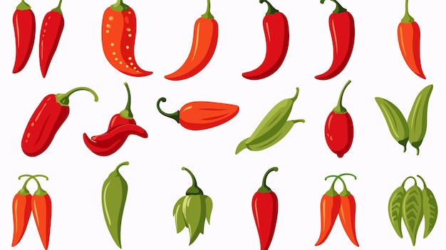 Photo vibrant vector illustration of spicy chili peppers and red chiles