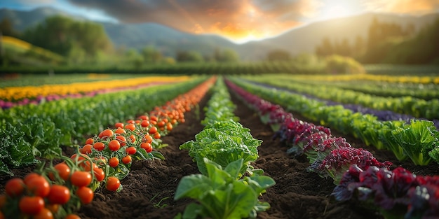 Vibrant Veggie Haven Field Beds Bursting with Freshness