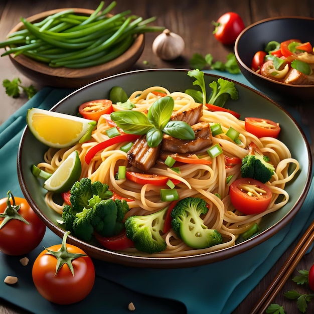 Vibrant Veggie Noodle Plate for Healthy Dining