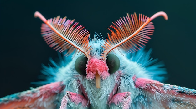 Photo vibrant venezuelan poodle moth closeup of fuzzy antenna a closeup shot of a vibrant venezuelan