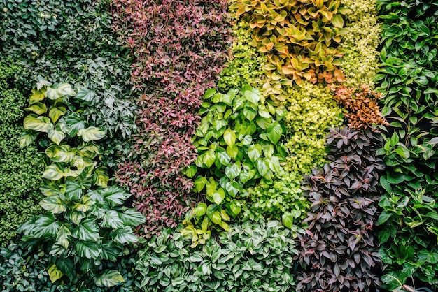 Photo a vibrant vertical garden wall showcases variety of lush green plants creating refreshing indoor atmosphere diverse foliage adds touch of nature and tranquility to space