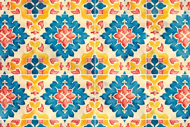 Vibrant Vintage Mosaic Pattern Texture Background