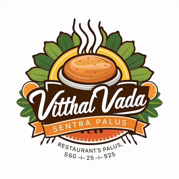 Photo vibrant vitthal vada sentra palus logo with steaming vada centerpiece