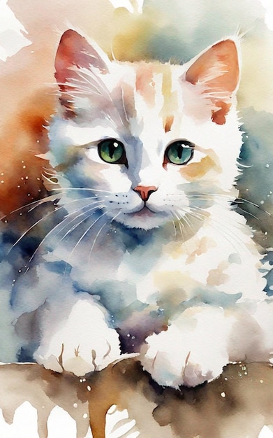 Vibrant Watercolor Cat Art Playful and Charming