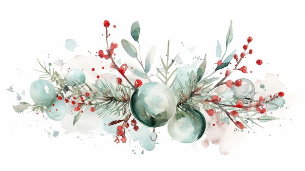 Vibrant Watercolor Christmas Decorations for Holiday Cheer Generative AI