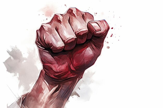 Vibrant watercolor fist a symbol of protest and resistance Generative AI