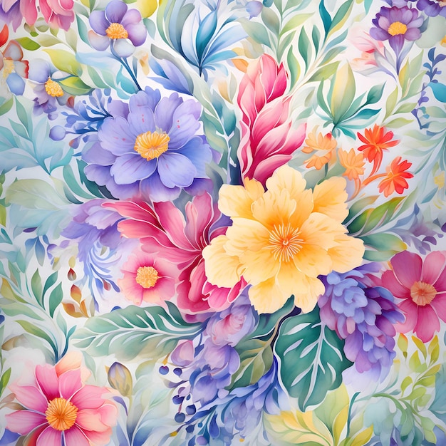 Vibrant Watercolor Floral Background Detailed Shading More