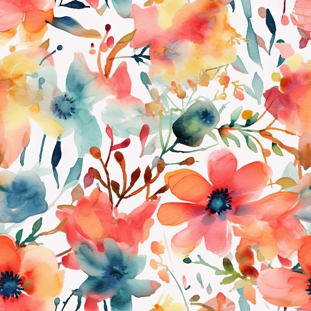 Vibrant Watercolor Floral Pattern for Invitations and Stationery