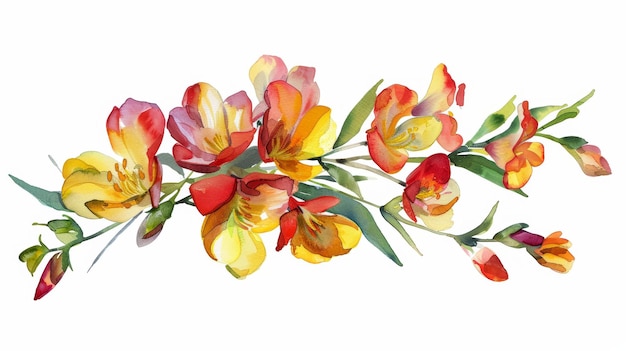 Vibrant Watercolor Flowers on White Background for Spring Decor Generative AI