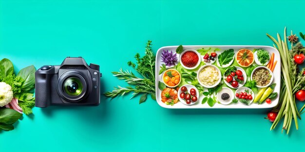 Photo vibrant watercolor fruit and vegetable seamless background for world food day slow zoom camera move