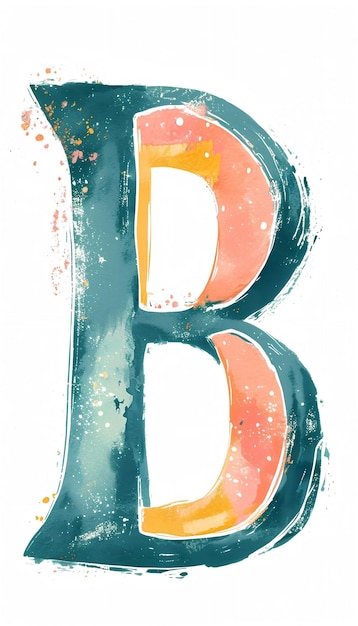 Photo vibrant watercolor letter b in blue and green hues