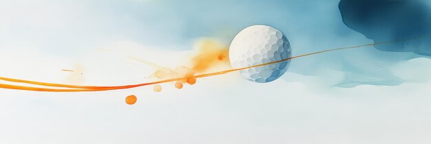 Photo a vibrant watercolor painting of a golf ball soaring through the air symbolizing success achi