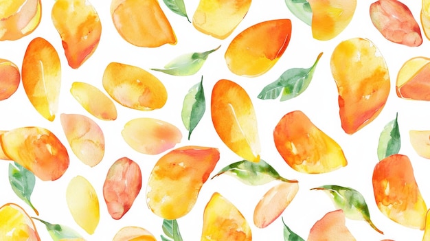 Vibrant Watercolor Painting of Oranges and Leaves