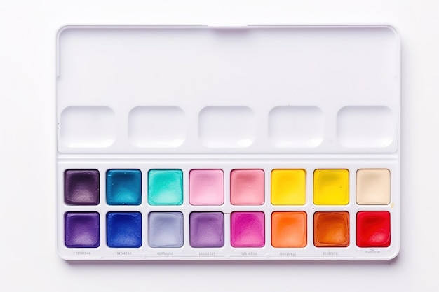 Photo vibrant watercolor palette showcasing a spectrum of creative possibilities in artistic expression on transparent png background