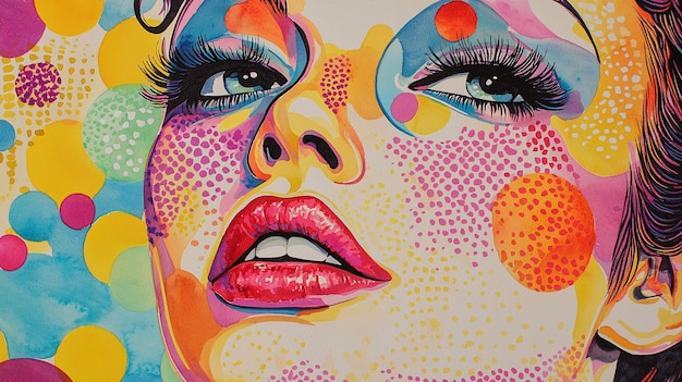 Photo vibrant watercolor pop art with a vintage nostalgia twist featuring retro influences and c