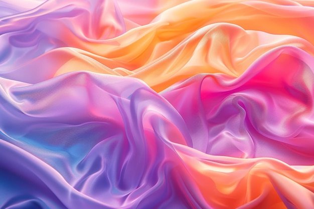 Photo vibrant waves of abstract colors flowing gracefully in soft silklike textures