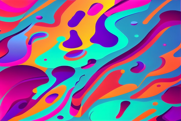 Vibrant wavy liquid fluid cartoon abstract background