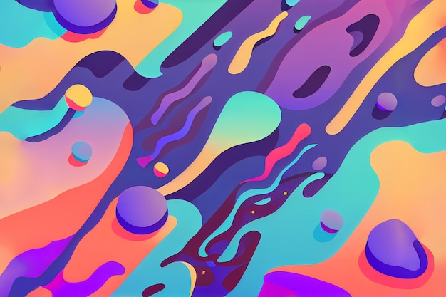 Vibrant wavy liquid fluid cartoon abstract background