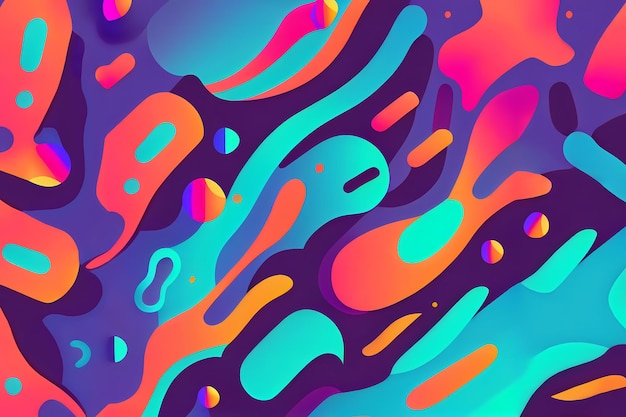 Vibrant wavy liquid fluid cartoon abstract background