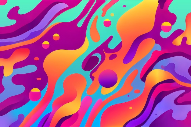 Vibrant wavy liquid fluid cartoon abstract background