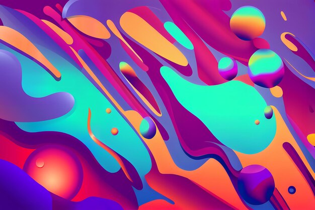 Vibrant wavy liquid fluid cartoon abstract background