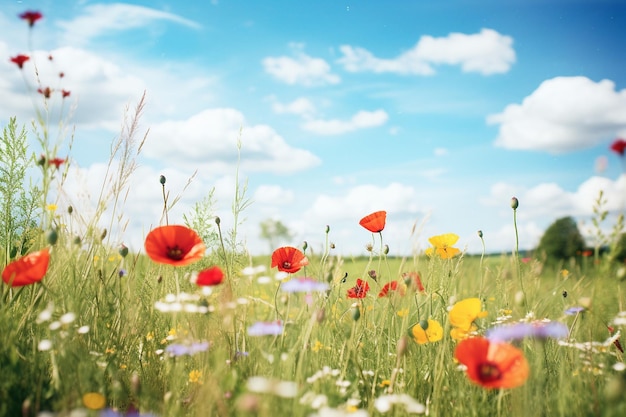 Vibrant wildflowers blooming in a meadow