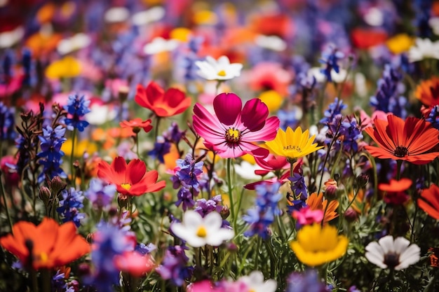 Vibrant wildflowers blooming in a meadow