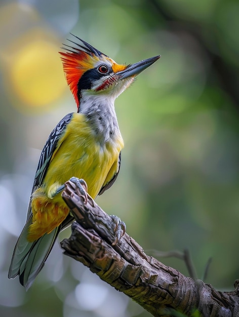 Vibrant Woodpecker Perched on Branch Wildlife Nature and Bird Photography